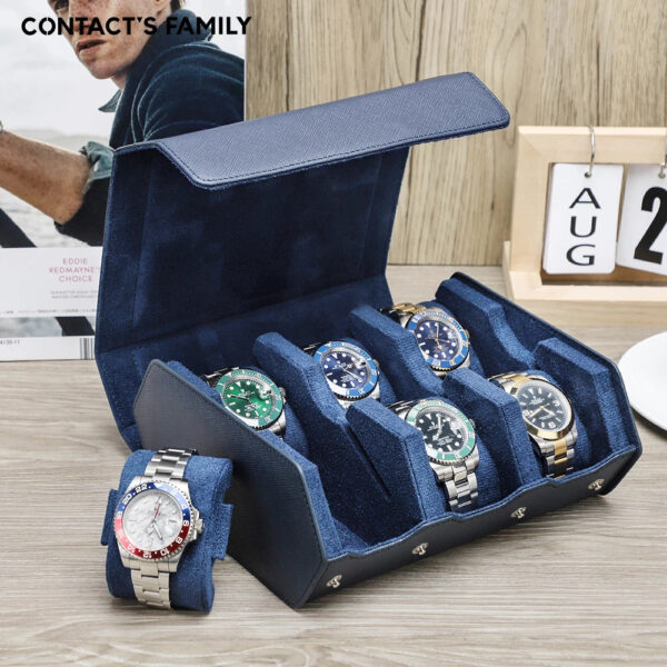 Custodia da Viaggio in Vera Pelle | Organizer per Orologi con 6/8 Scomparti | Portaorologi Elegante per Uomo e Donna