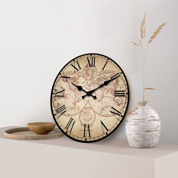 Orologio da Parete Design in Legno con Motivo Bussola | Elegante Decorazione Nautica per Interni 2