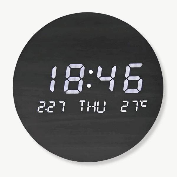 Orologio da Parete LED in Legno Massiccio