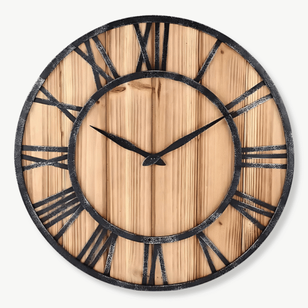 Orologio da Parete Legno Metallo & Cifre Romane