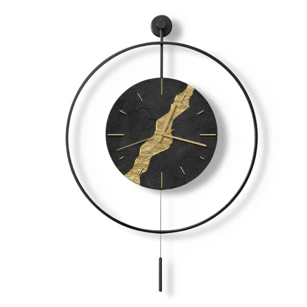 Orologio da Parete Pendolo Nero & Oro Kintsugi 2