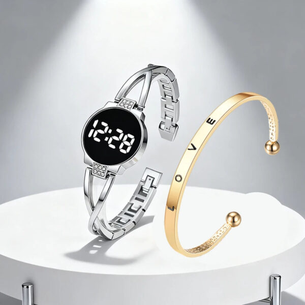 Orologio Donna Elegante LED Touch con Cinturino in Pelle Vegana | Accessorio Pratico e Durevole per uno Stile Raffinato