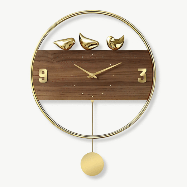 Pendolo da Parete Design Uccelli Dorati