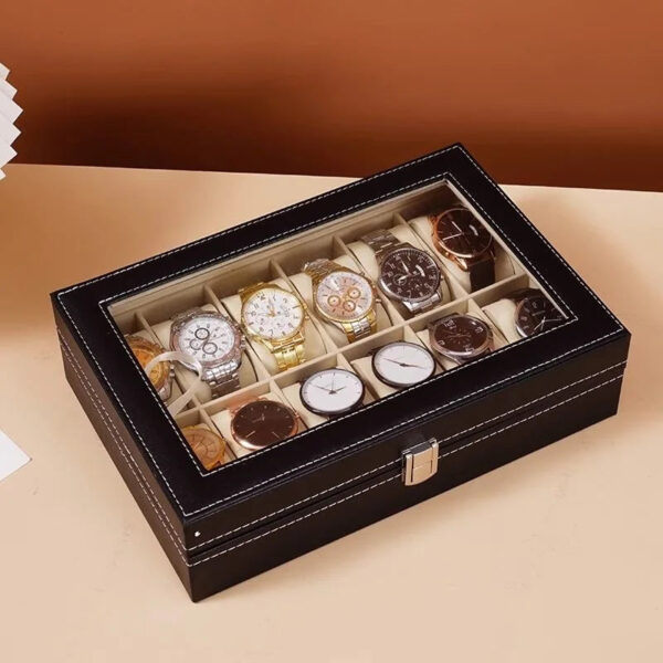 Portaorologi Elegante in Pelle PU con 6 Scomparti | Organizzatore Pratico per Orologi di Lusso
