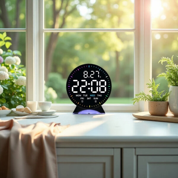 Sveglia Digitale LED con Luce Ambientale e Doppia Sveglia | Display Completo per un Risveglio Personalizzato