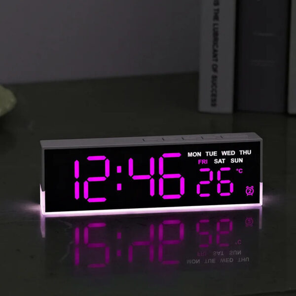 Sveglia Digitale LED con Luce Ambientale e Doppia Sveglia | Visualizzazione Temperatura e Settimana per un Risveglio Dolce